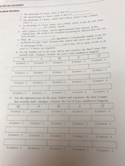 Solved The advantage of a linear search is that it is | Chegg.com