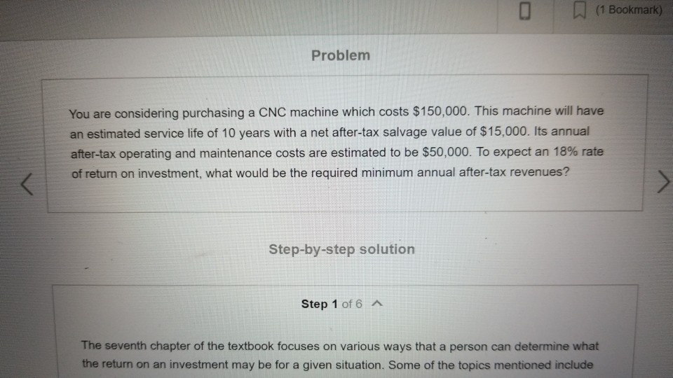 Solved (1 Bookmark) Problem You are considering purchasing a