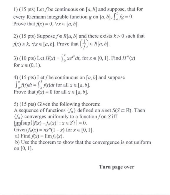 Solved Let F Be Continuous On [a, B] And Suppose, That For | Chegg.com