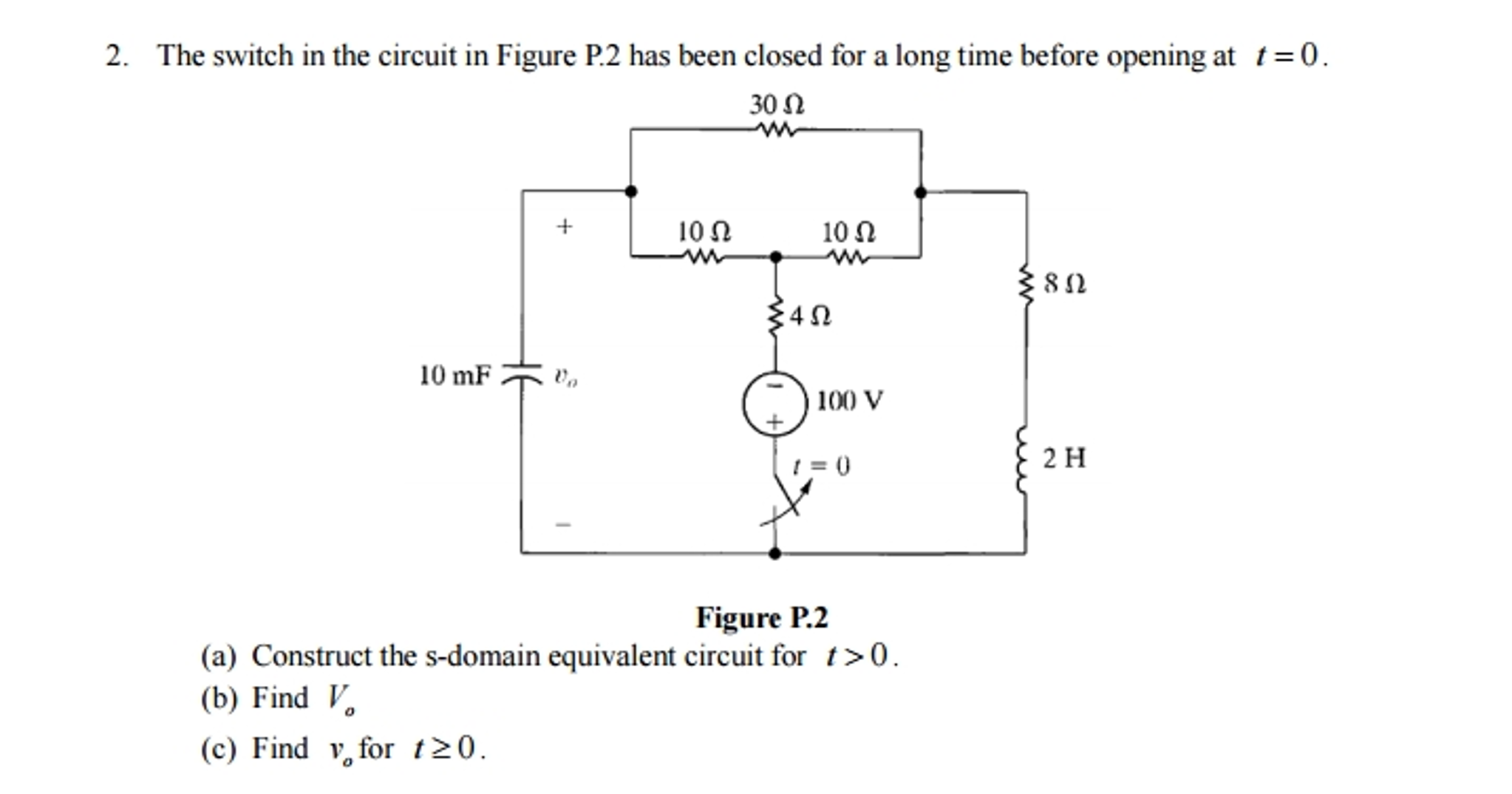 Solved The Switch In The Circuit In Figure P.2 Has Been 