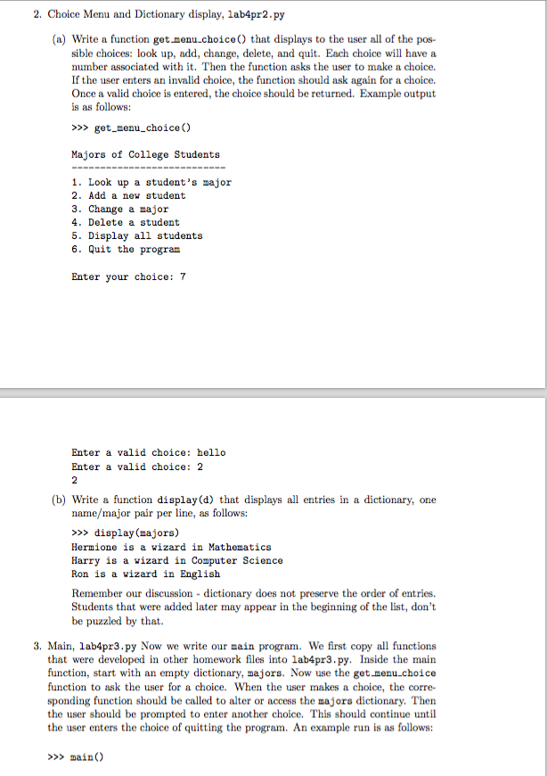 Write a function get_menu_choice() that displays to | Chegg.com