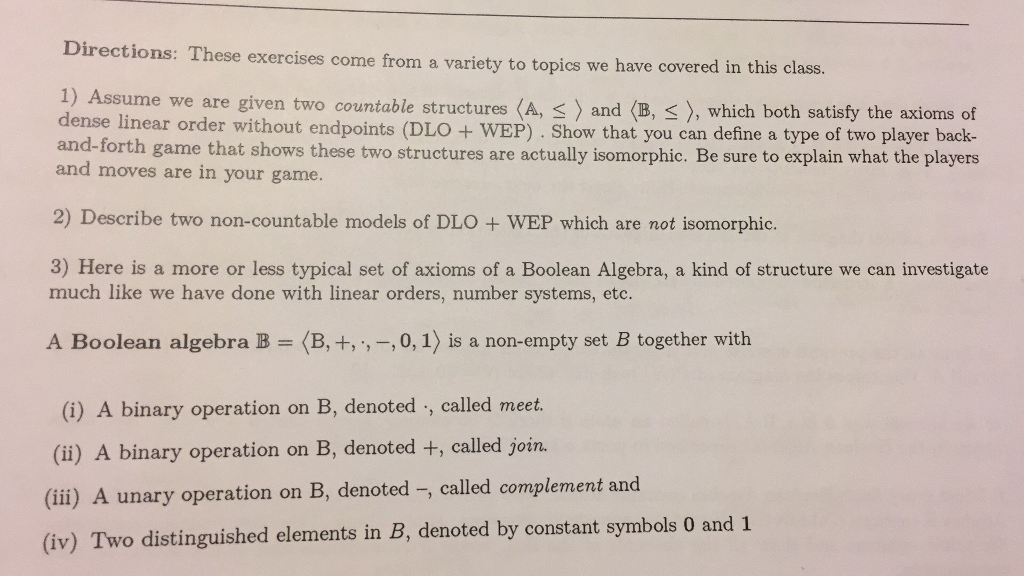 Solved Assume we are given two countable structures (A, | Chegg.com
