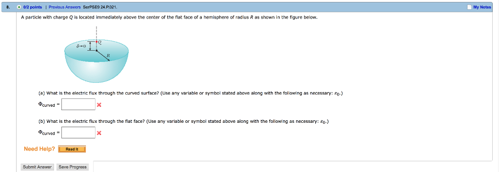 Solved A particle with charge Q is located immediately above | Chegg.com