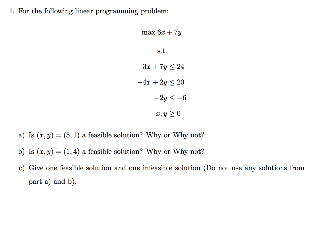Solved 1. For the following linear programming problem max | Chegg.com