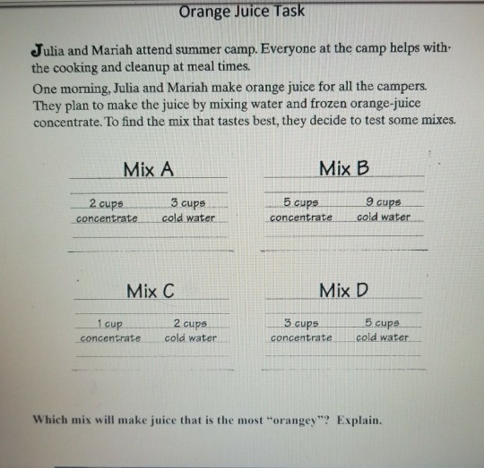 Solved Orange Juice Task Julia and Mariah attend summer