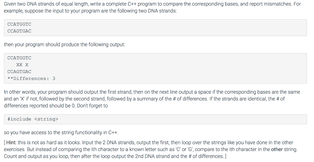 Solved Given two DNA strands of equal length, write a | Chegg.com