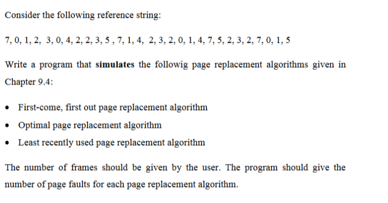 consider the given reference string 7 0 1 2 3 4