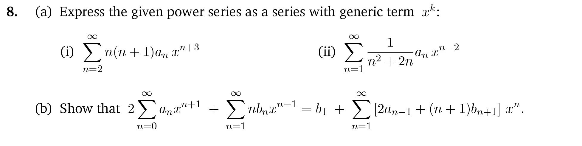 Solved Express the given power series as a series with | Chegg.com