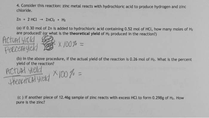 Solved Consider This Reaction Zinc Metal Reacts With 4875