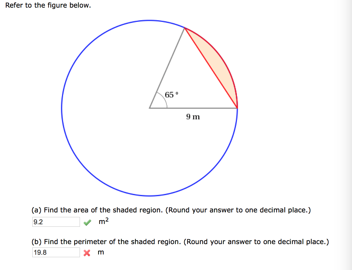 Solved Find the area of the shaded region. (Round your | Chegg.com