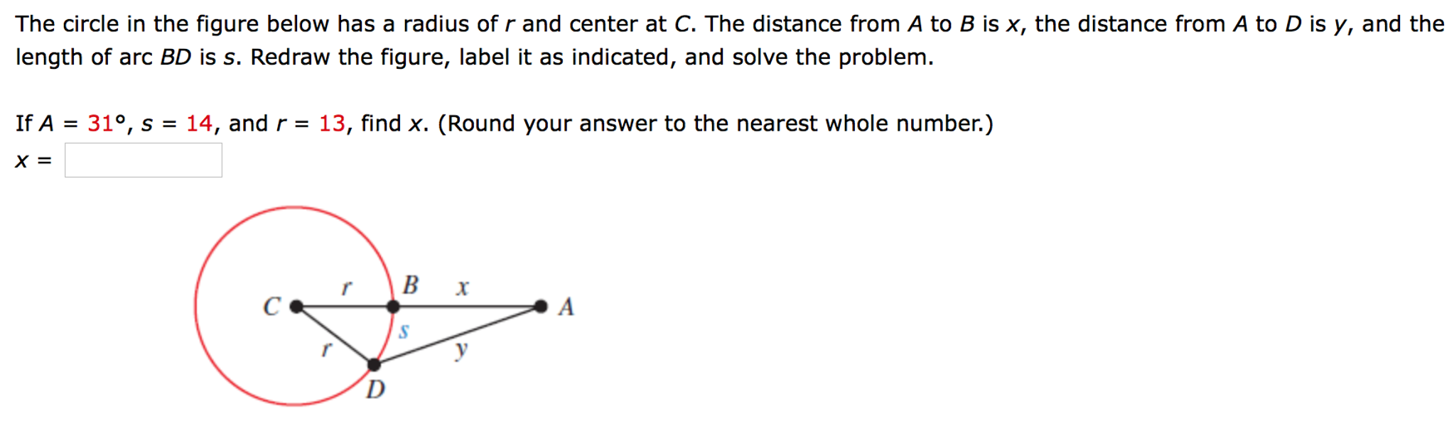 Solved The circle in the figure below has a radius of r and | Chegg.com