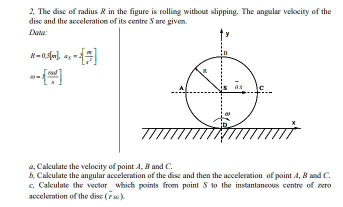 Solved 2, The disc of radius R in the figure is rolling | Chegg.com