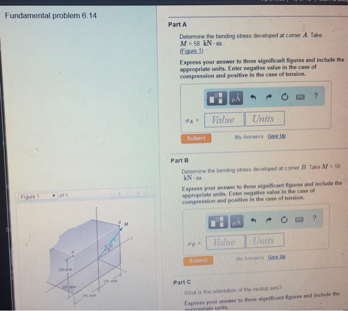 Solved Fundamental problem 6.14 Part A Determine the bending | Chegg.com