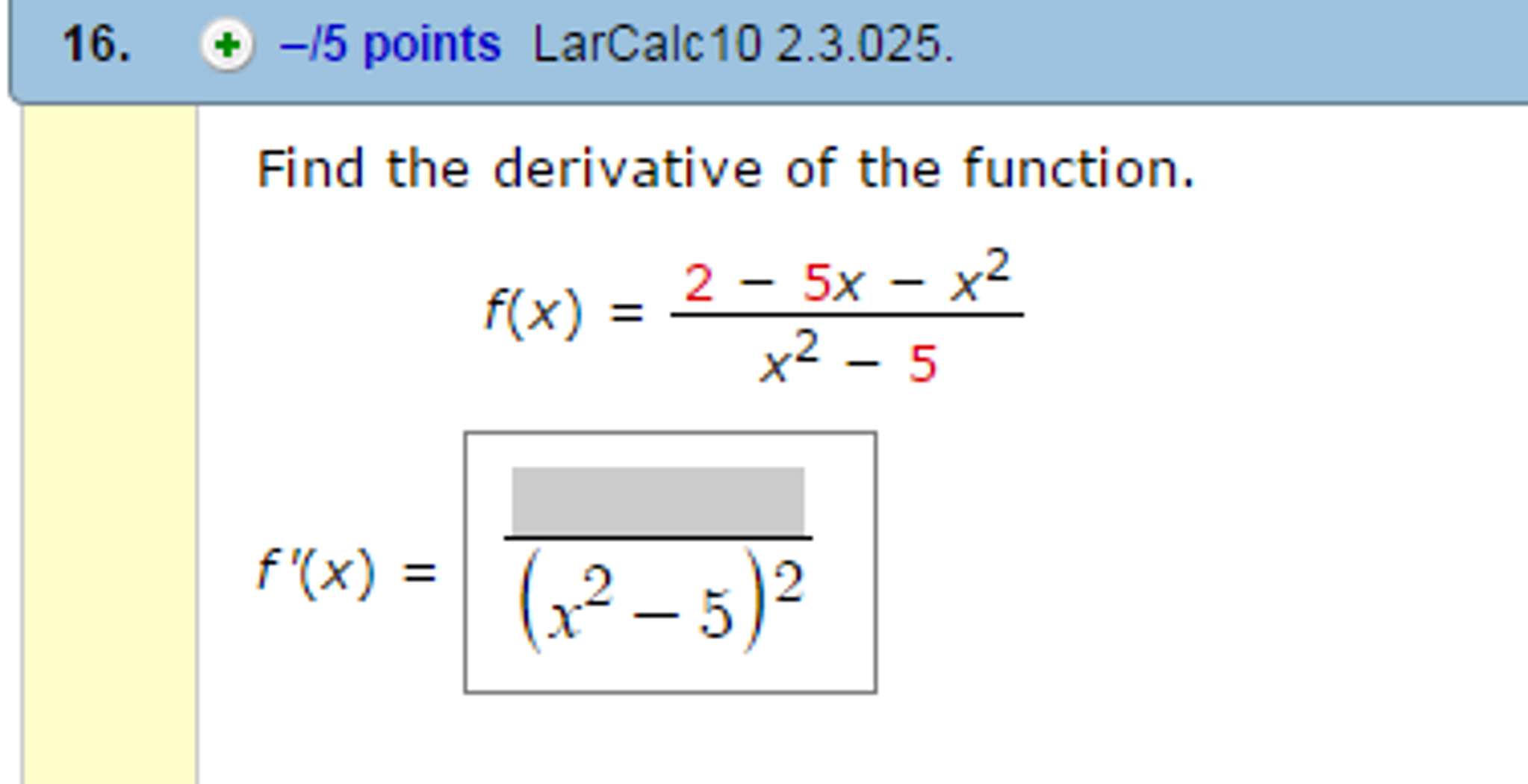 find the derivative of f(x)=x^2 3x 5