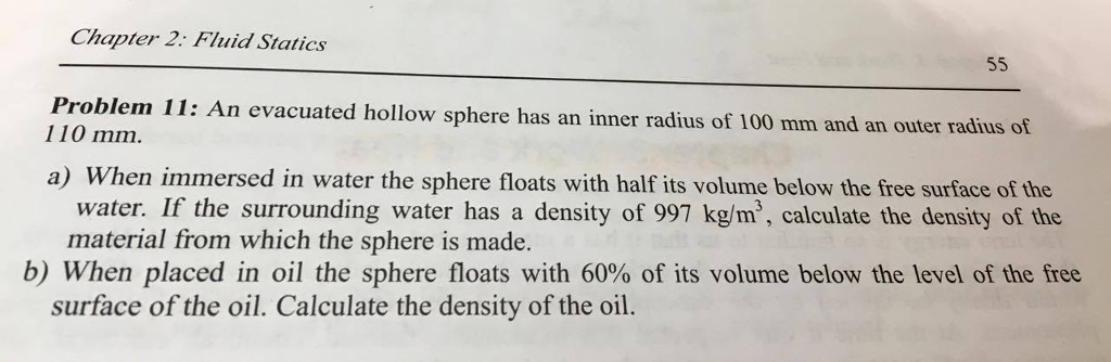 Solved Chapter 2: Fluid Statics Problem 11: An Evacuate D | Chegg.com