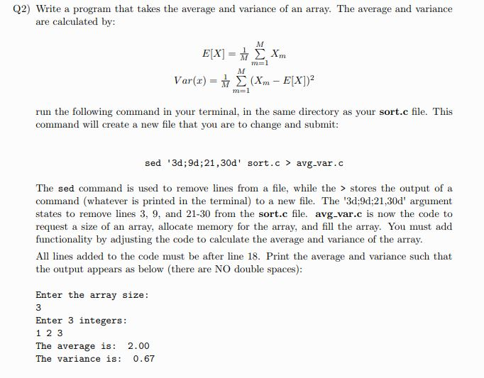 Q2) Write a program that takes the average and | Chegg.com