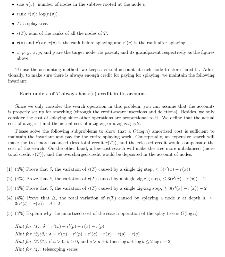 Solved accounting method on A splay tree A splay tree may | Chegg.com