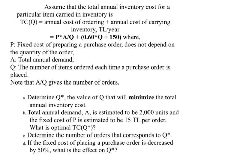 Annual Inventory Holding Cost Formula JosephineilStout