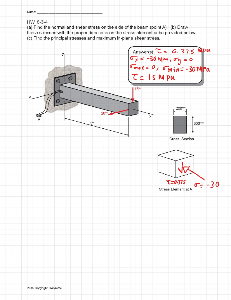 Solved (a) Find the normal and shear stress on the side of | Chegg.com