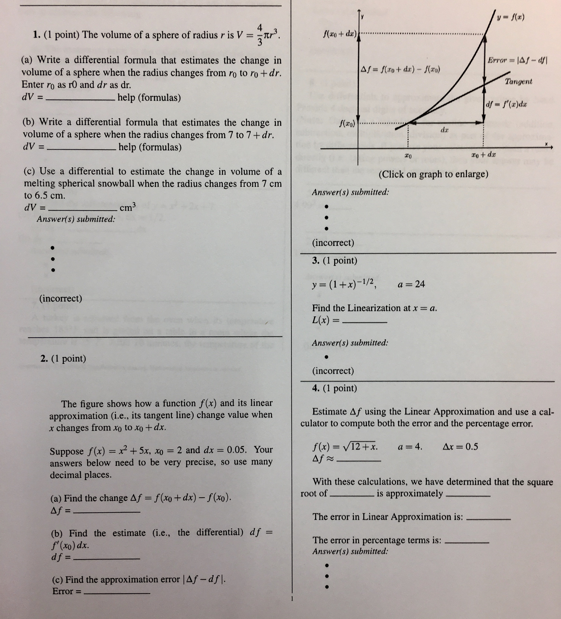 Solved The Volume Of A Sphere Of Radius R Is V 4 3 Pi R 3 Chegg