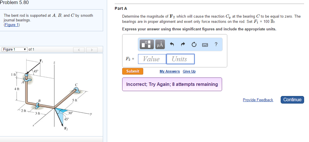 Solved Problem 5.80 The bent rod is supported at A, B, and | Chegg.com