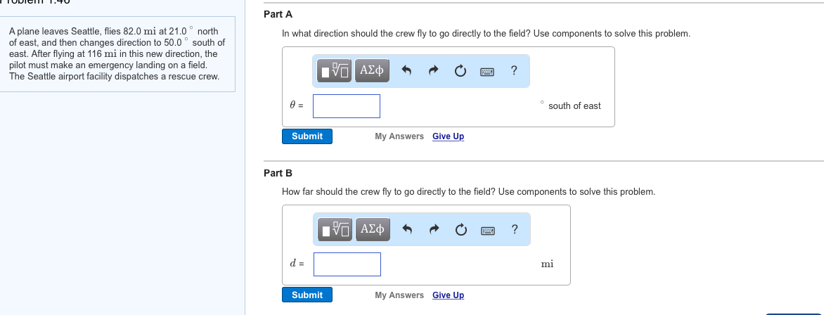 Solved A plane leaves Seattle, flies 82.0 mi at 21.0 degree | Chegg.com