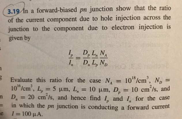 Solved 3.19 in a forward-biased pn junction show that the | Chegg.com