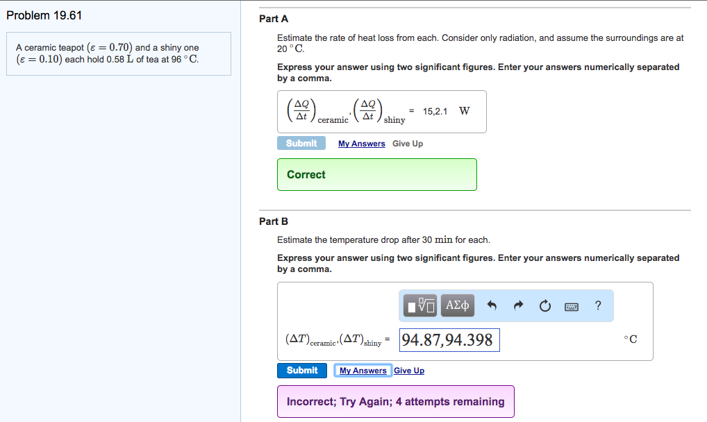 Solved Problem 19.61 Part A Estimate the rate of heat loss | Chegg.com
