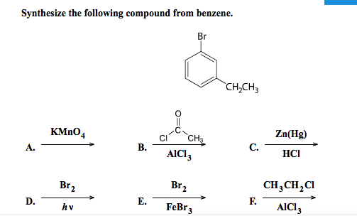 Solved synthesize the following compound from benzene | Chegg.com