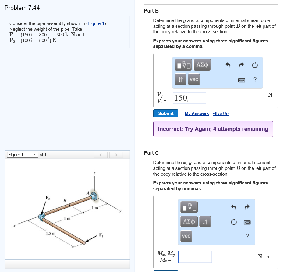 Solved Problem 7.44 Part B Consider the pipe assembly shown | Chegg.com