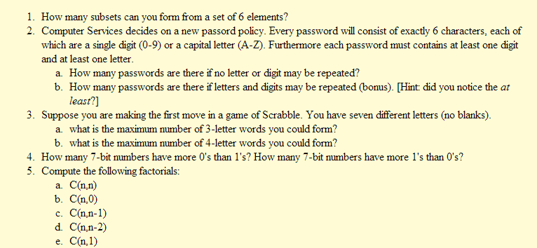 Solved How Many Subsets Can You Form From A Set Of 6 Chegg