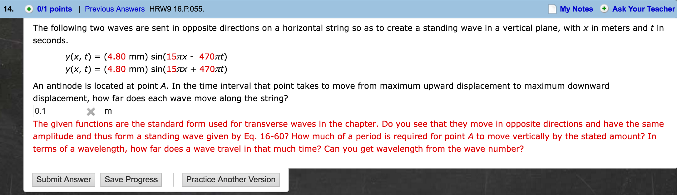 Solved The following two waves are sent in opposite | Chegg.com