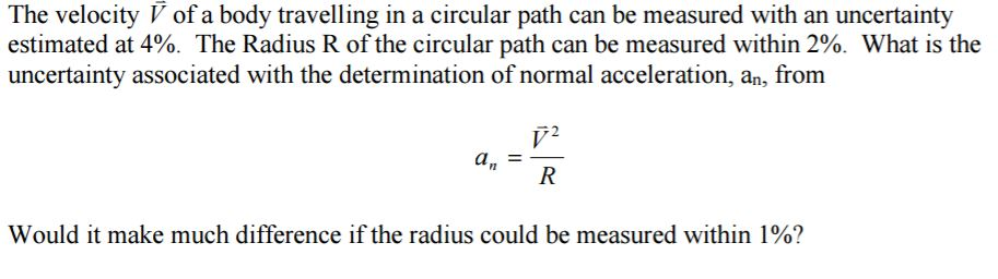 Solved The velocity V of a body travelling in a circular | Chegg.com