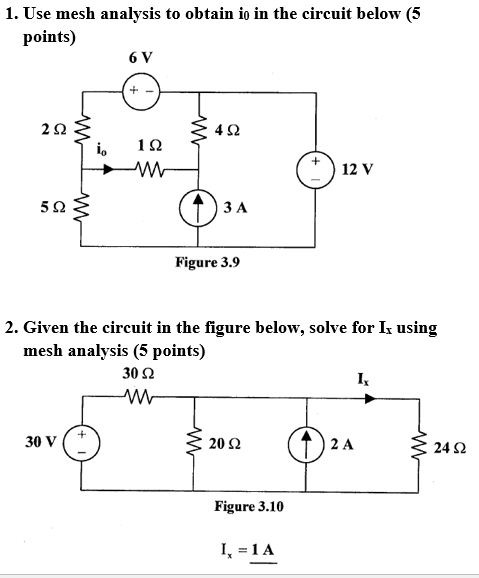 Solved Use mesh analysis to obtain to in the circuit below | Chegg.com