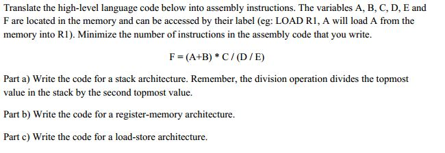Translate the high-level language code below into | Chegg.com