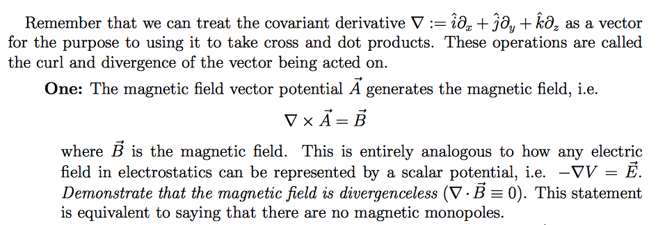 Solved The Magnetic Field Vector Potential A? Generates The | Chegg.com