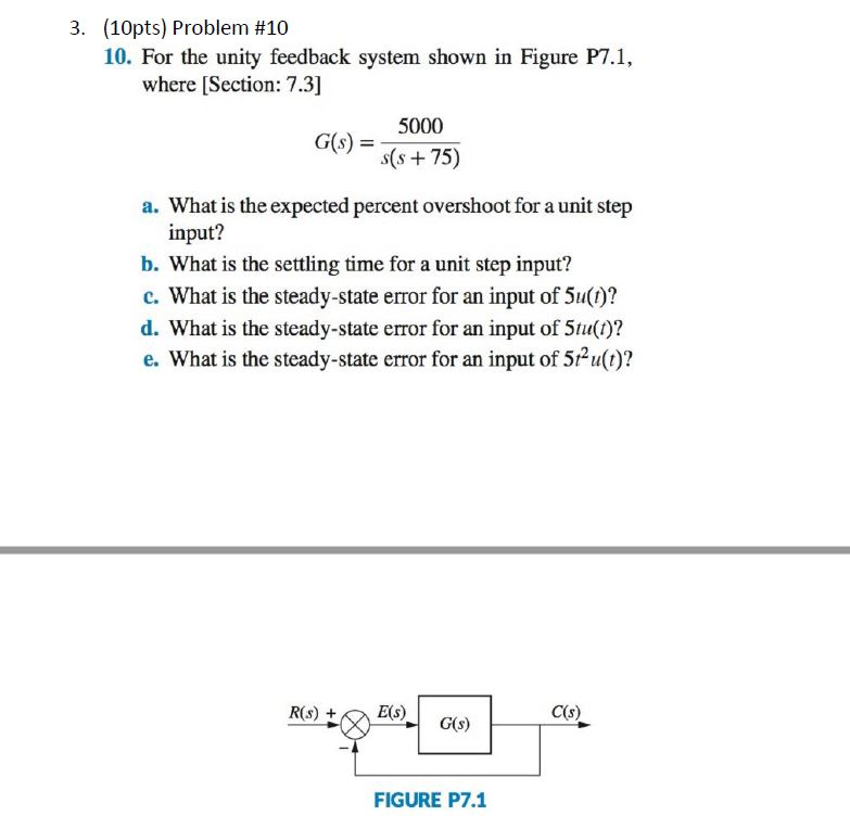 (Solved) - For The Unity Feedback System Shown In Figure P7.1, Where G ...