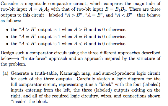 Solved Consider A Magnitude Comparator Circuit, Which | Chegg.com