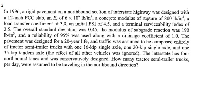 Solved In 1996 A Rigid Pavement On A Northbound Section Of Chegg solved-in-1996-a-rigid-pavement-on-a-northbound-section-of-chegg