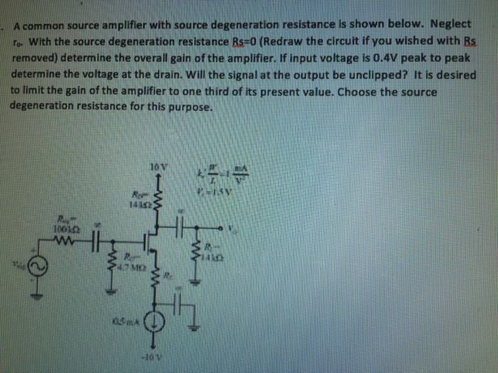 gain of the common source amplifier with source degeneration resistance