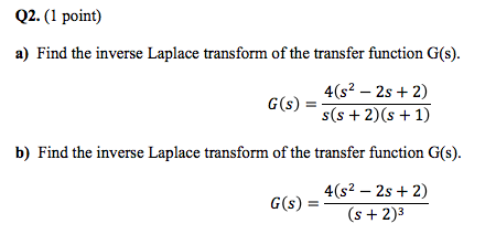 Solved Find the inverse Laplace transform of the transfer | Chegg.com