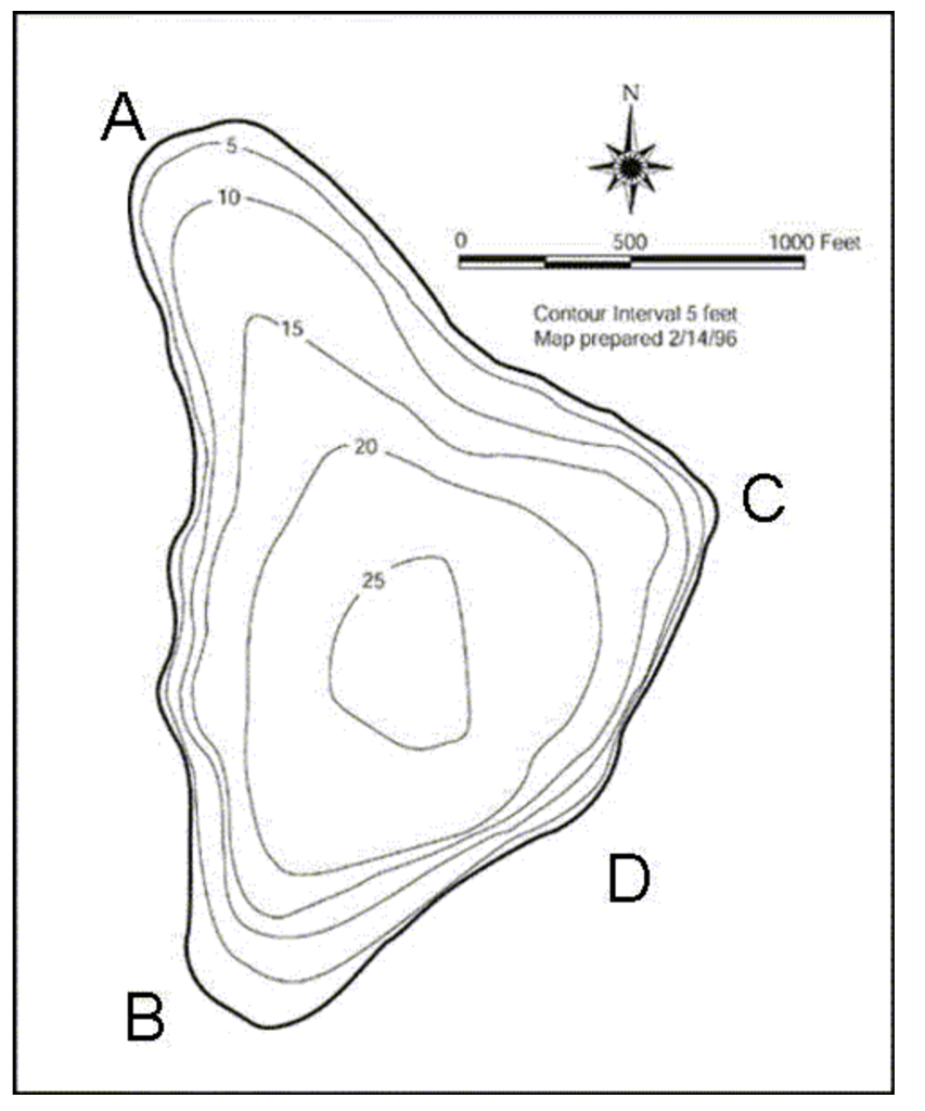 Solved 10 0 500 1000 Feet Contour Interval 5 feet Map | Chegg.com