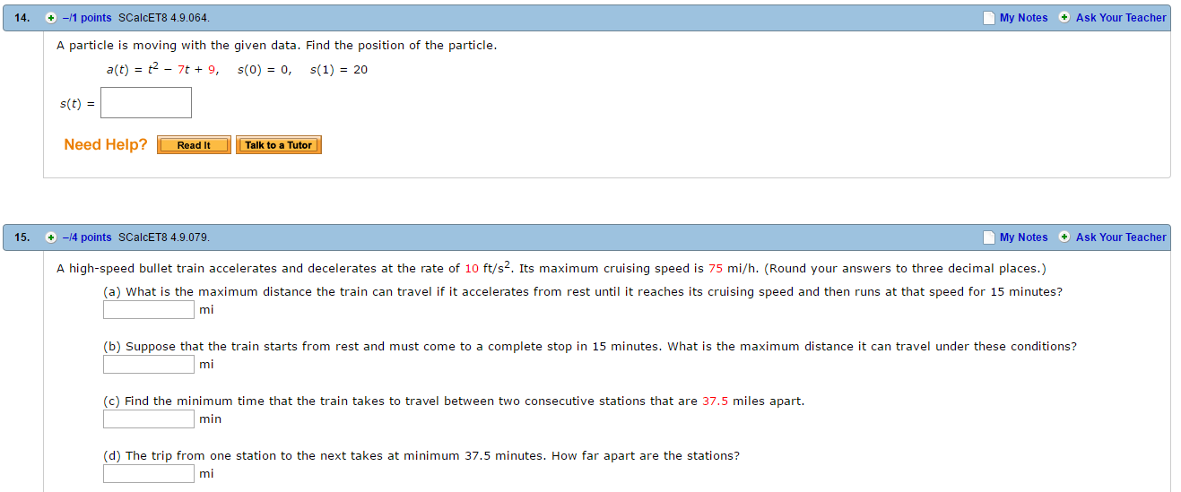 Solved A particle is moving with the given data. Find the | Chegg.com