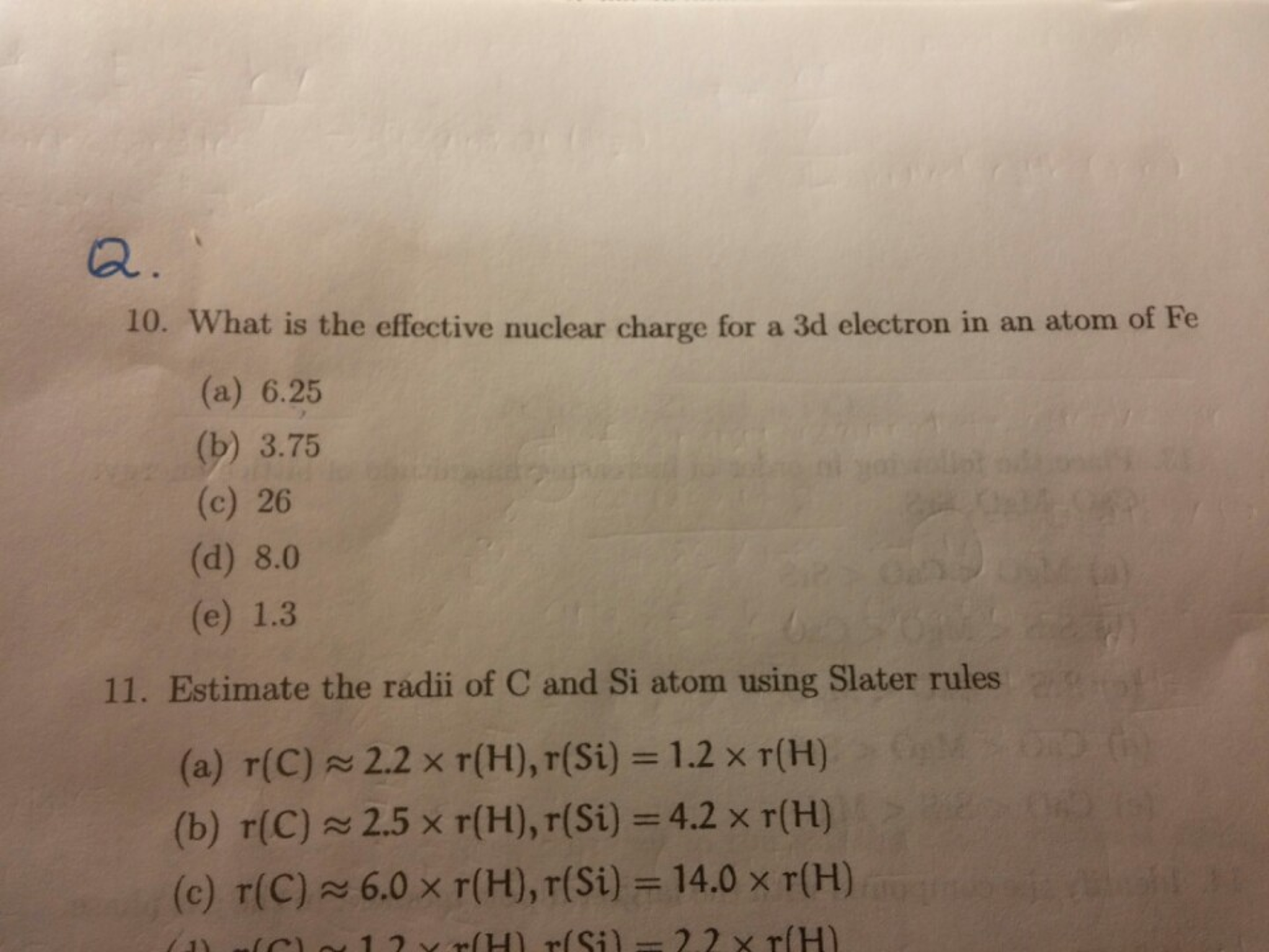 Solved What is the effective nuclear charge for a 3d | Chegg.com