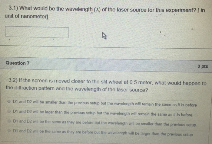 Solved 3) The experimental setup and the diffraction pattern | Chegg.com