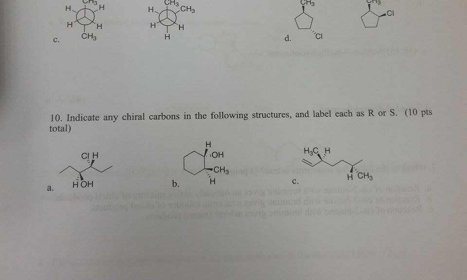 Solved Indicate any chiral carbons in the following | Chegg.com