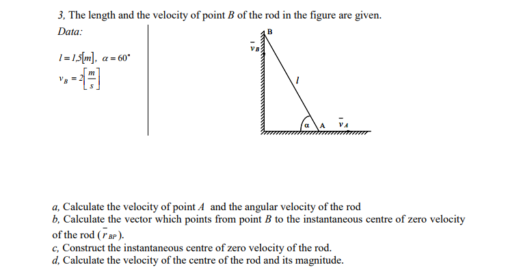 Solved velocity of point B of t Data VB 1=1.5[m], α= 60. a, | Chegg.com