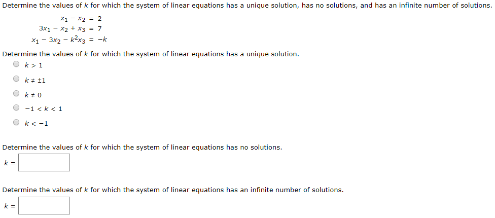 Solved Determine The Values Of K For Which The System Of | Chegg.com