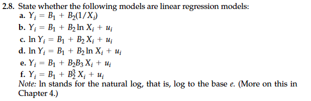 Solved State whether the following models are linear | Chegg.com