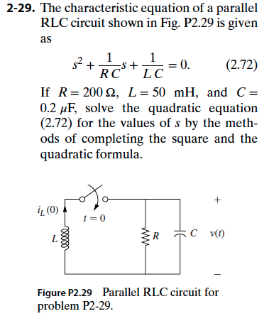 Solved 2-29. The characteristic equation of a parallel RLC | Chegg.com